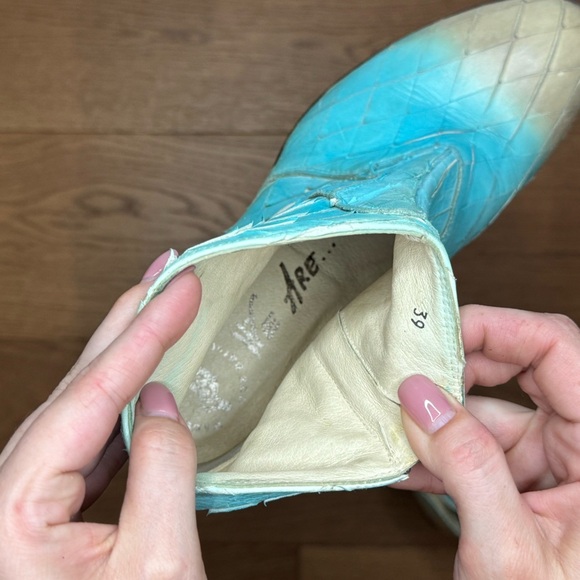 We Are…The Original Western Bootie - Taupe & Turquoise Leather - Size 39 - EUC - Picture 12 of 12